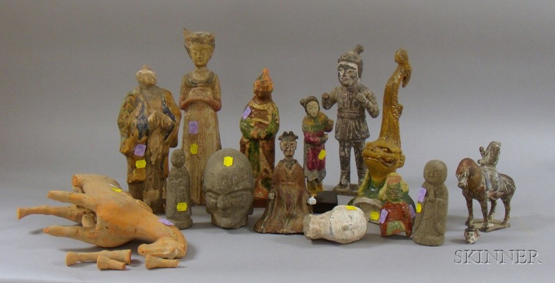 Appraisal: Group of Chinese Tomb Figures Fragments and Ceramics including two