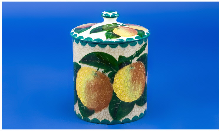 Appraisal: Wemyss Preserve Jar and Cover Golden Apples Pattern inches high