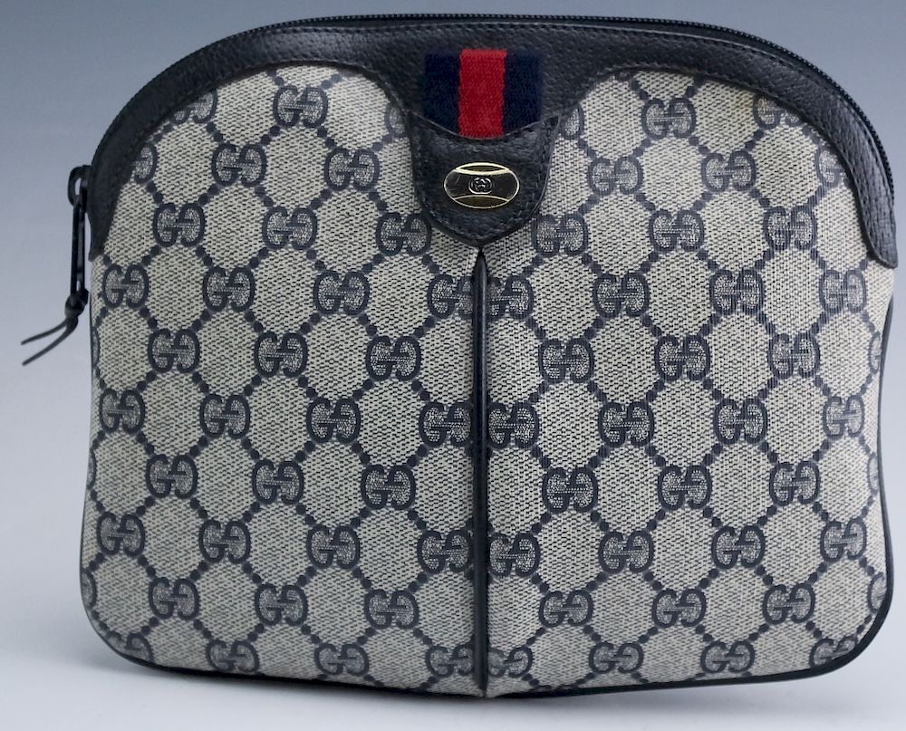 Appraisal: Gucci Canvas Leather Travel Makeup Purse Pouch Bag Italian Gucci