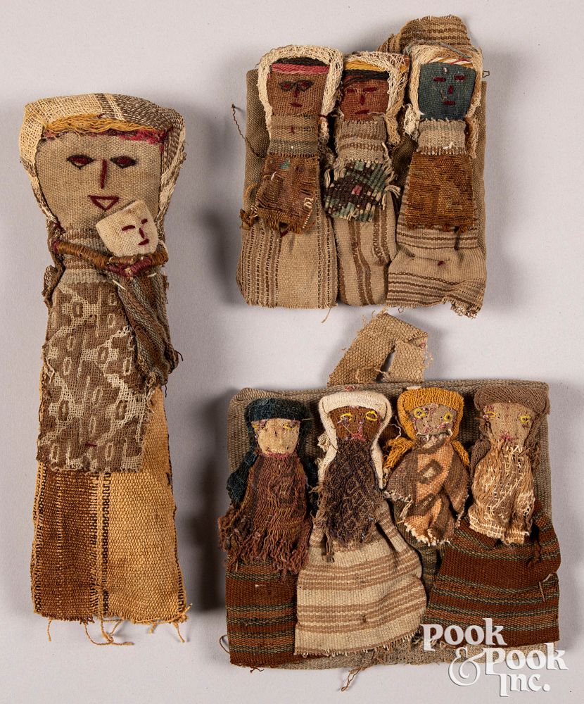 Appraisal: Pre-Columbian style Ecuadorian Chancay dolls Pre-Columbian Ecuadorian Chancay fabric dolls