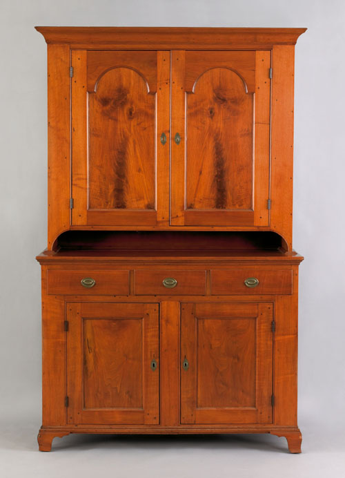 Appraisal: Lancaster County Pennsylvania Queen Anne walnut wall cupboard ca the