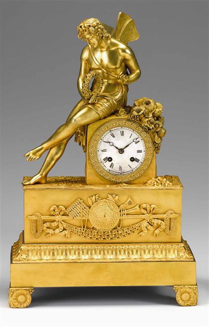 Appraisal: Charles X ormolu mantel clock circa The steel dial with