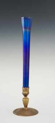 Appraisal: A Tiffany Blue Favrile Glass Vase in Ormolu Base Measuring