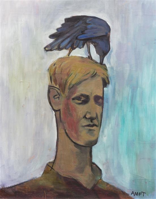 Appraisal: Sale Lot Robert Amft American b Untitled Man with Bird