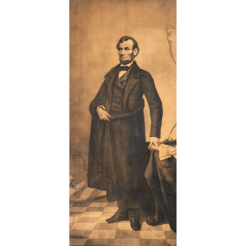 Appraisal: LINCOLNIANA Printed full standing portrait of Abraham Lincoln standing with