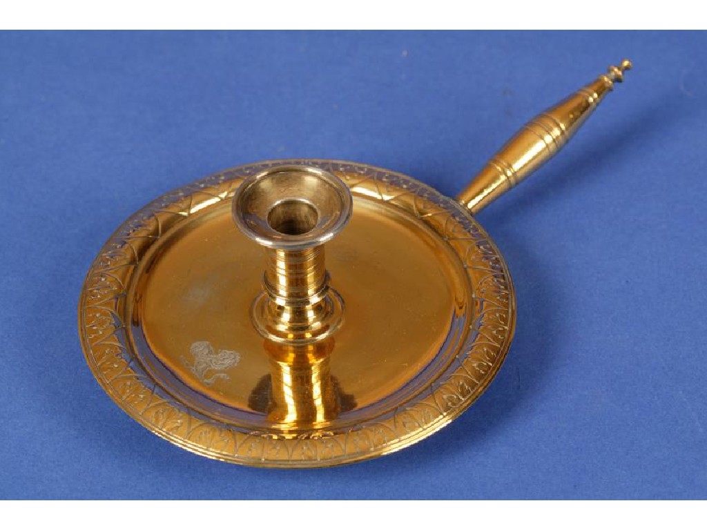 Appraisal: A GEORGE IV SILVER GILT CHAMBER STICK of circular form