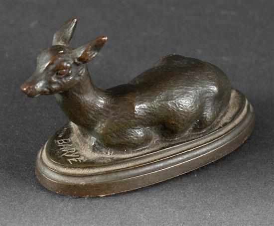 Appraisal: After Antoine Louis Barye French - ''Fawn '' bronze patinated