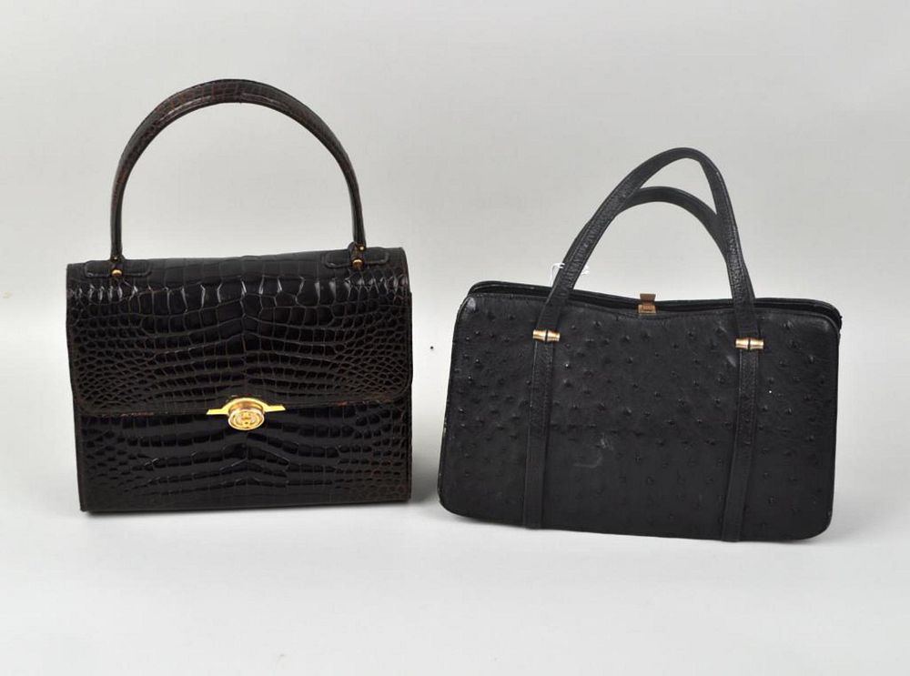 Appraisal: Two Vintage Exotic Skin Purses Gucci Lederer vintage Gucci alligator