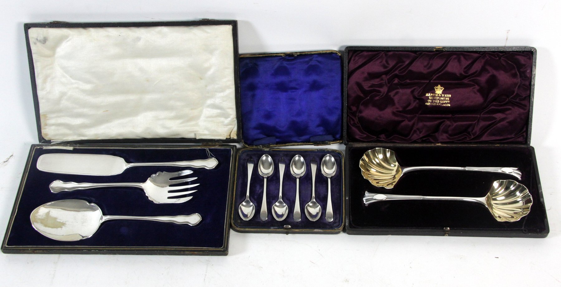 Appraisal: A set of six silver teaspoons Sheffield and two sets