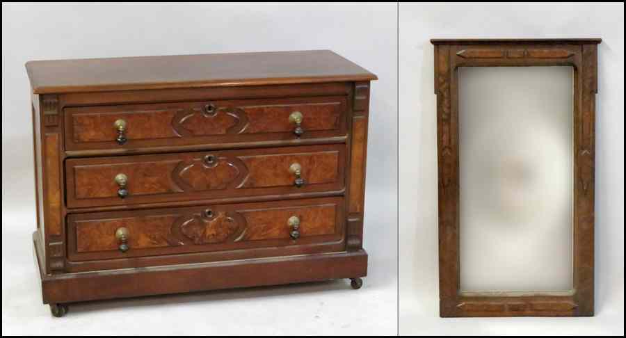 Appraisal: EASTLAKE STYLE THREE DRAWER CHEST Together with a mirror Chest