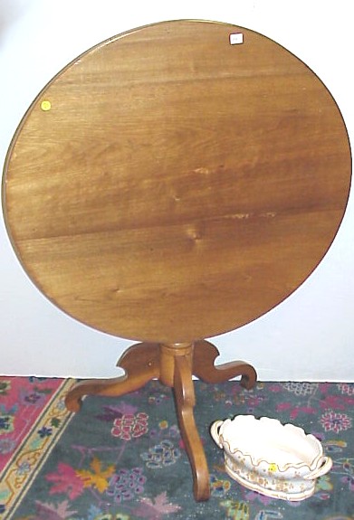 Appraisal: Late th C tilt top table walnut refinished turned standard