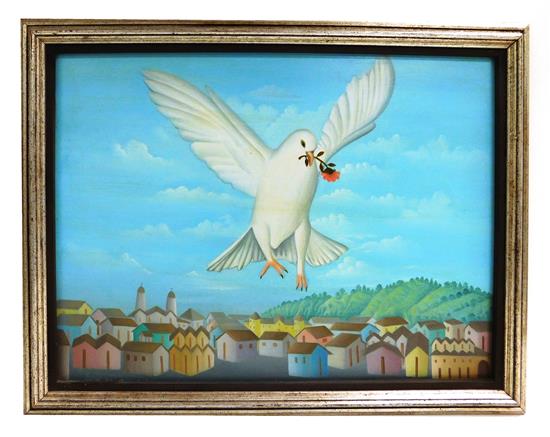 Appraisal: Eric Jean-Louis Haitian b Haiti's Dove acrylic on Masonite depicting