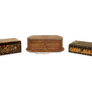 Appraisal: Three Table Caskets th th Century comprising a tooled leather