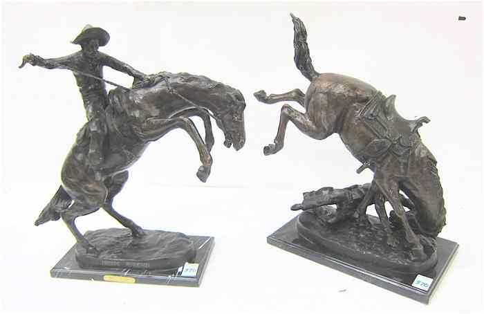 Appraisal: TWO WESTERN BRONZE SCULPTURES after the work of FREDERIC SACKRIDER