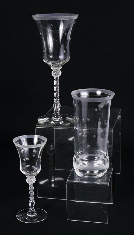 Appraisal: TIFFIN QUALITY FINE CRYSTAL STEMWARE SET Approx pieces with frosted