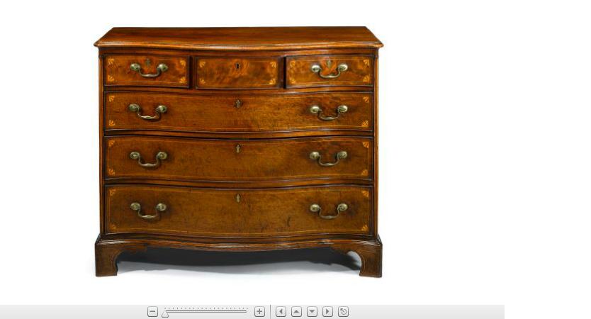 Appraisal: Scottish George III mahogany and inlaid serpentine chest of drawerscirca