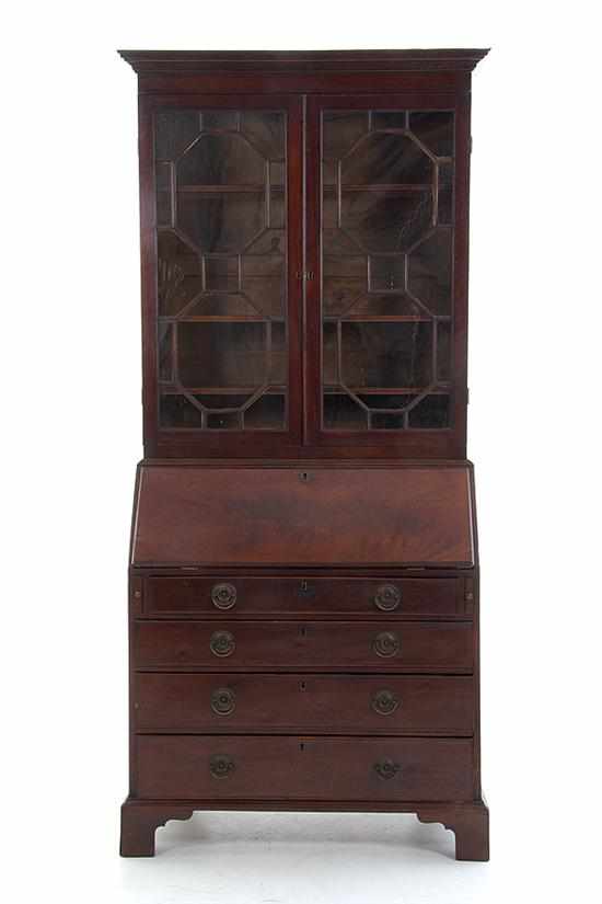 Appraisal: George III mahogany secretary bookcase early th century upper section