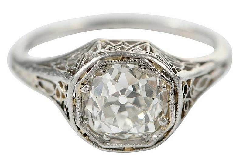 Appraisal: Platinum Diamond Antique Ring filigree design one old European cut