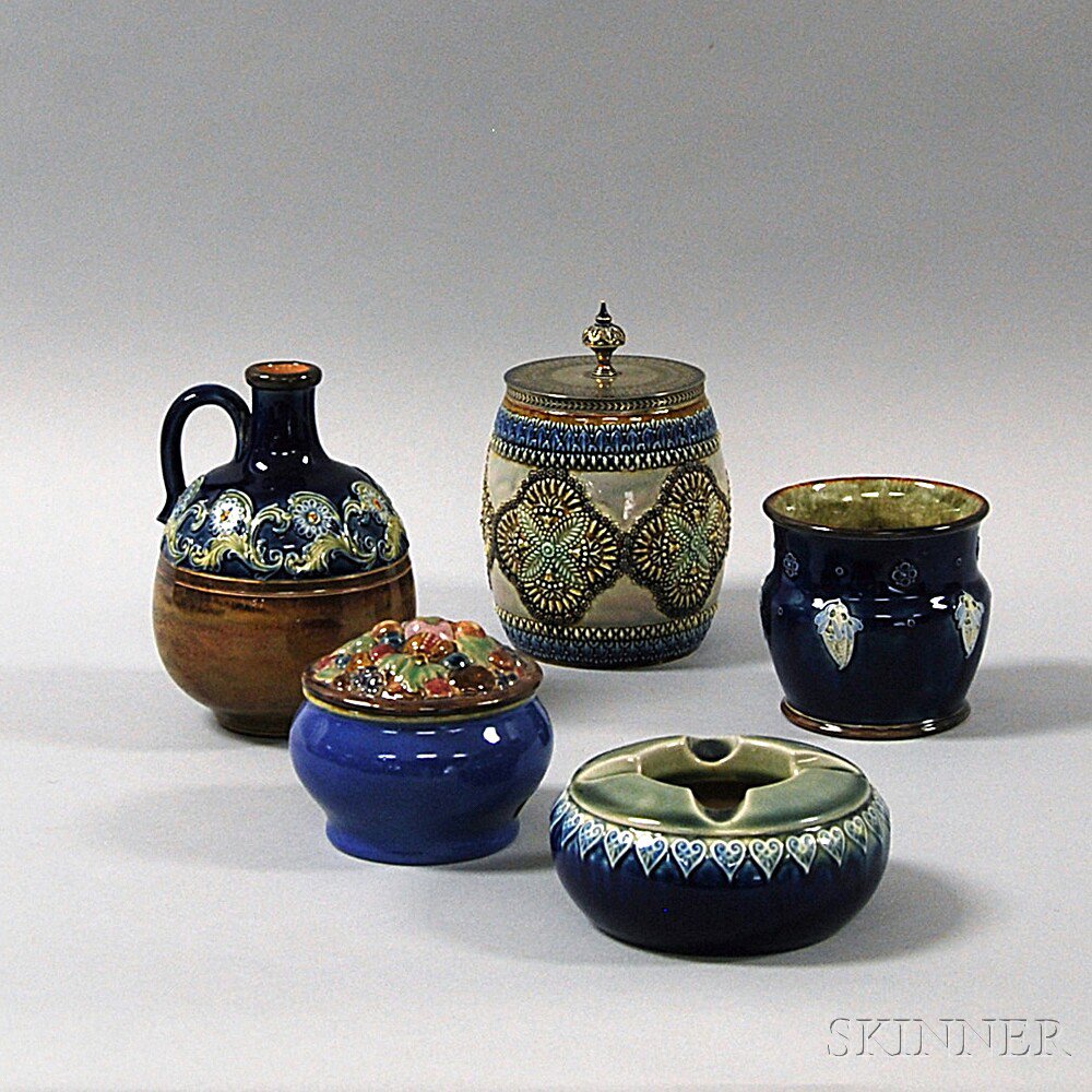 Appraisal: Five Doulton Stoneware Items England late th early th century