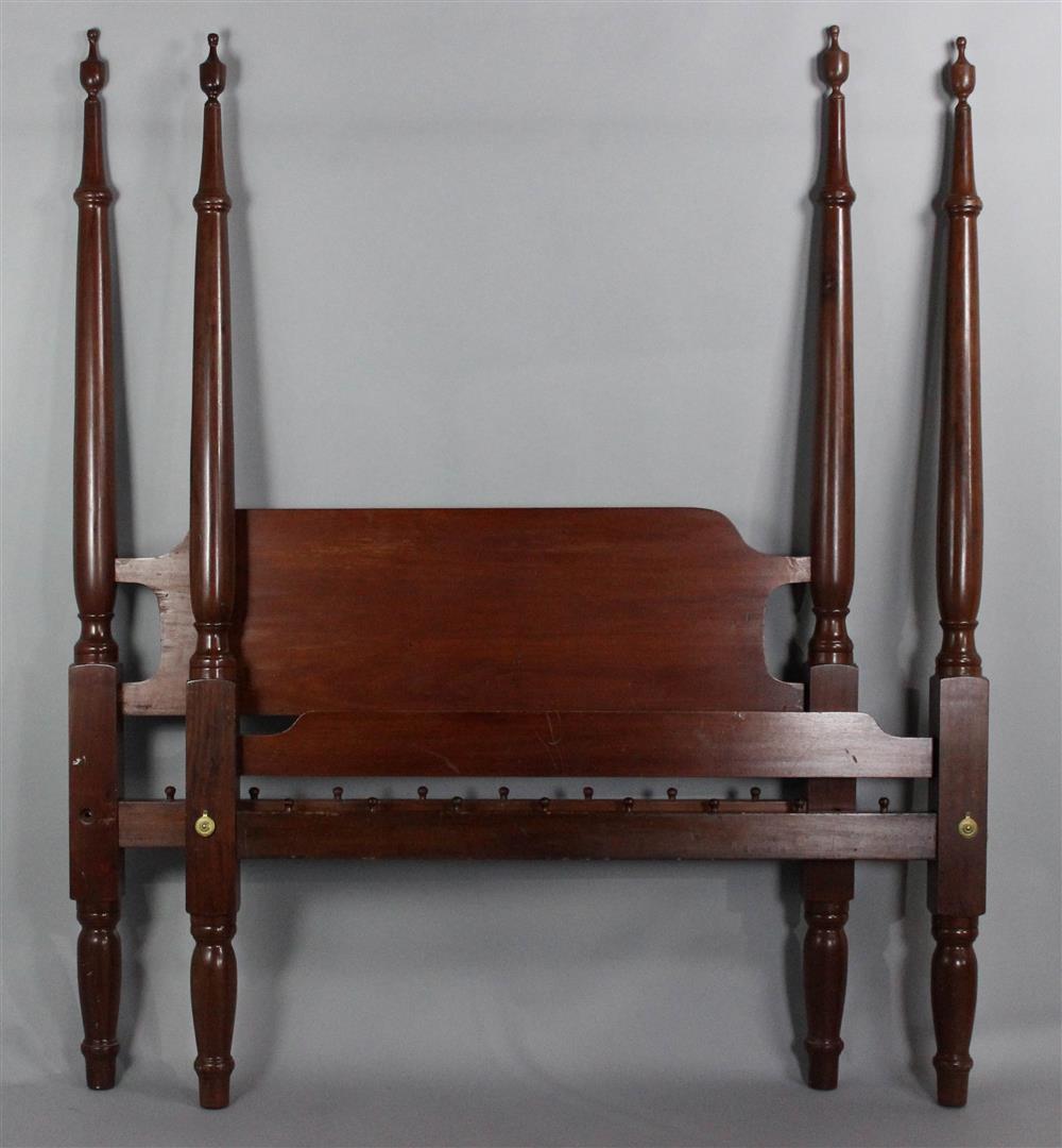 Appraisal: LATE SHERATON STYLE CHERRY FOUR POSTER ROPE BED straight headboard