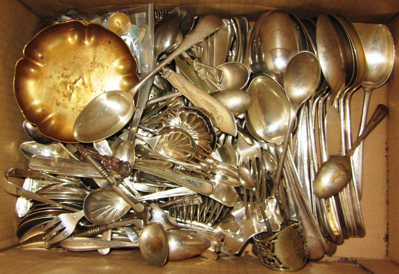 Appraisal: A quantity of mainly silver plated flatware and sundry