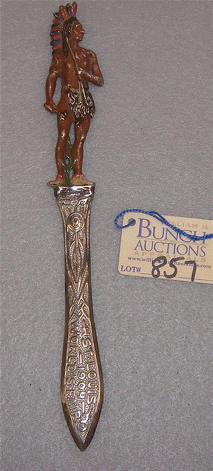 Appraisal: Vintage white metal St Louis World's Fair letter opener Embossed