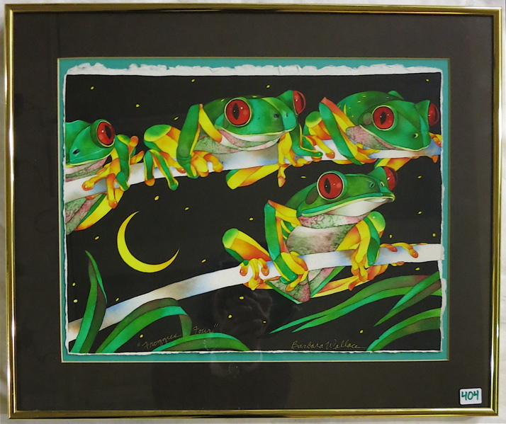 Appraisal: BARBARA WALLACE WATERCOLOR ON PAPER Oregon th century Froggies Four