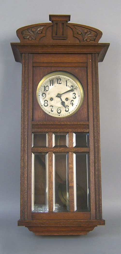 Appraisal: Oak wall clock ca h