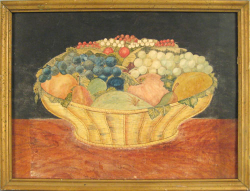 Appraisal: New England watercolor theorem th c of a basket of