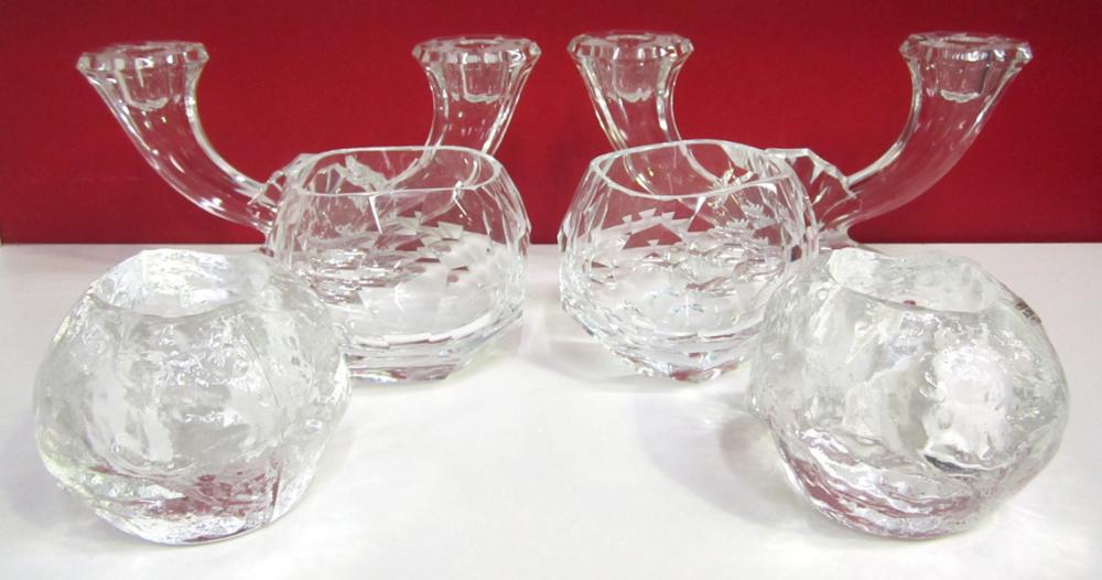 Appraisal: A SELECTION OF CUT GLASS CANDLE HOLDERS INCLUDING COSTA BODA