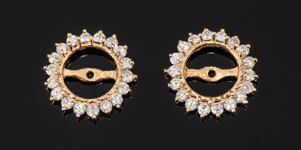 Appraisal: DIAMOND EARRING JACKETS Fit beautifully with previous lot K yellow