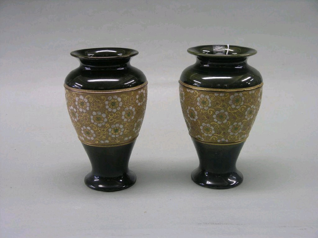 Appraisal: A pair of Doulton and Slaters Patent vases chine-gilt pattern