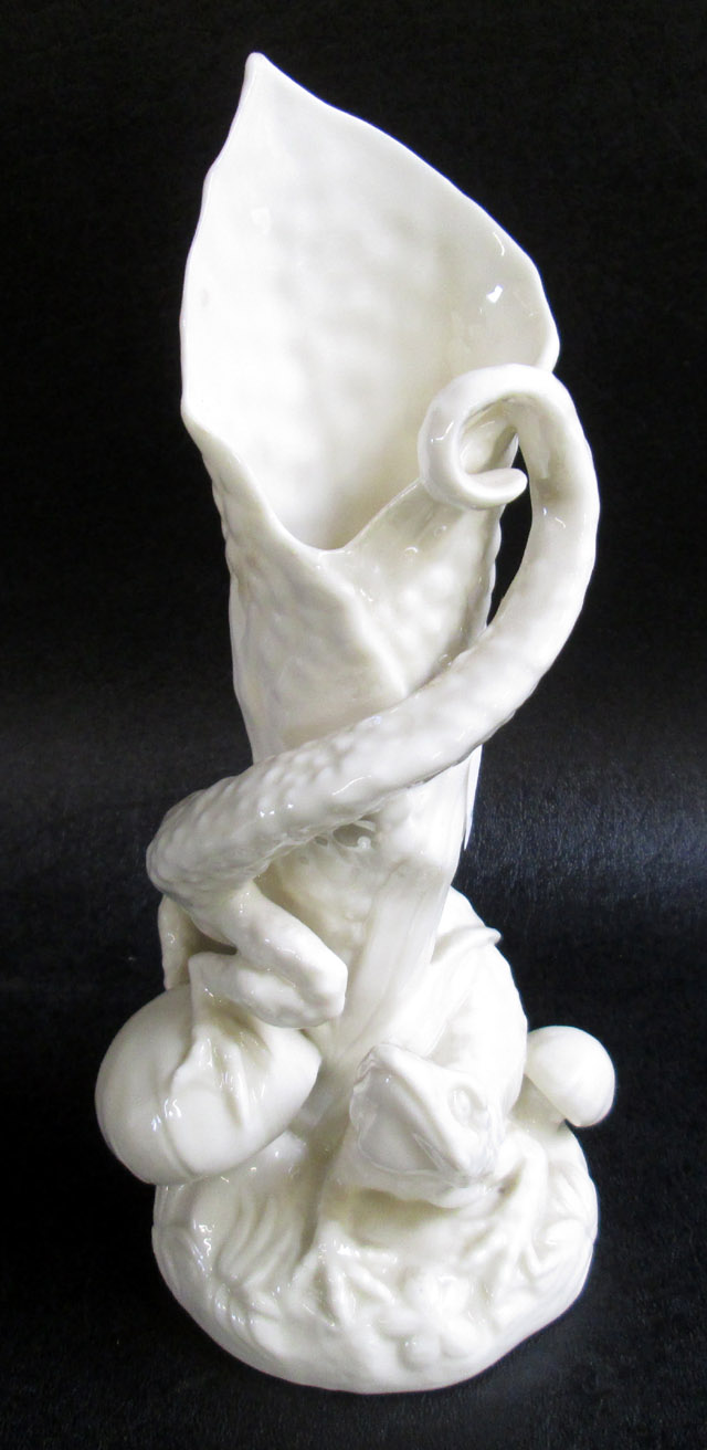 Appraisal: BELLEEK PARIAN PORCELAIN LIZARD VASE st black mark - height