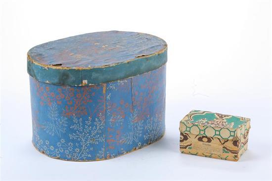 Appraisal: TWO WALLPAPER BOXES American th century cardboard and wood covered