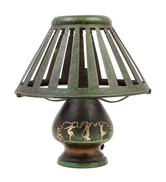 Appraisal: Sale Lot An Art Deco Patinated Bronze Lamp the baluster