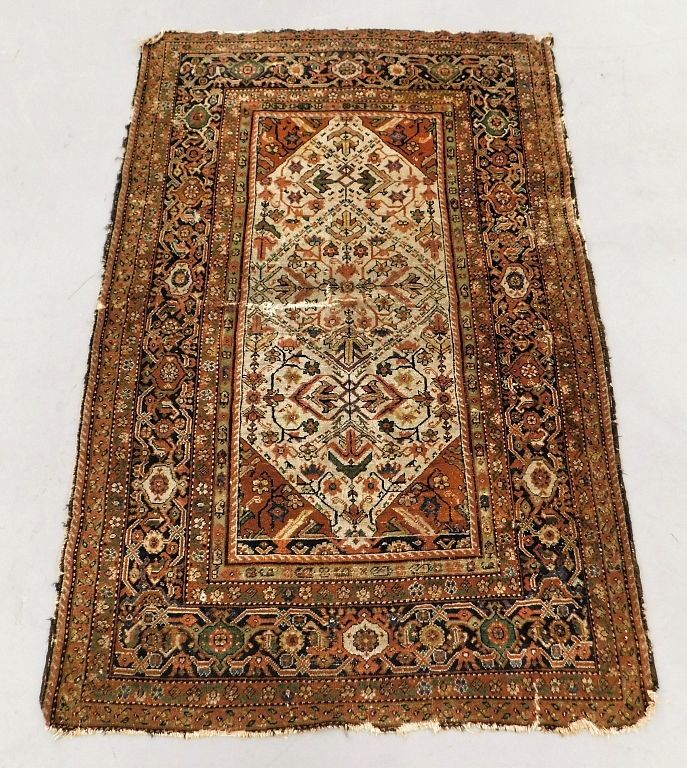 Appraisal: Botanical Persian Farahan Rug Middle East th Century Orange and