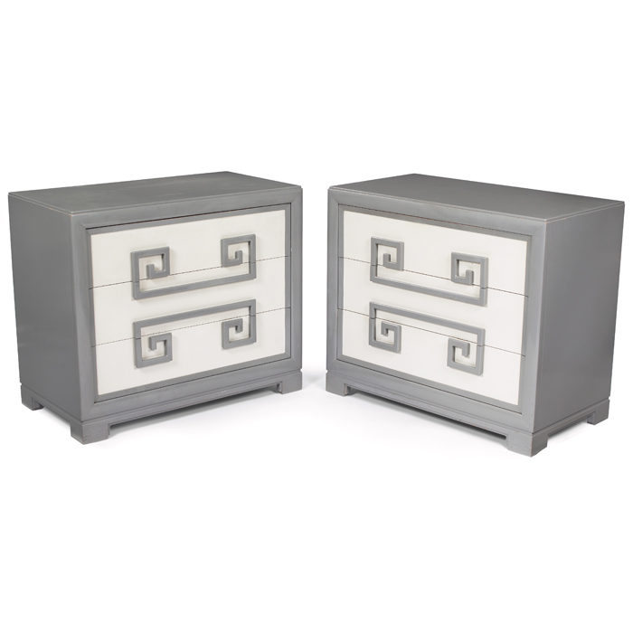 Appraisal: Kittinger Mandarin chests pair gray and white each with three