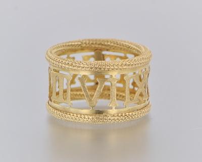 Appraisal: A Roman Numerals Design Gold Ring k yellow gold band