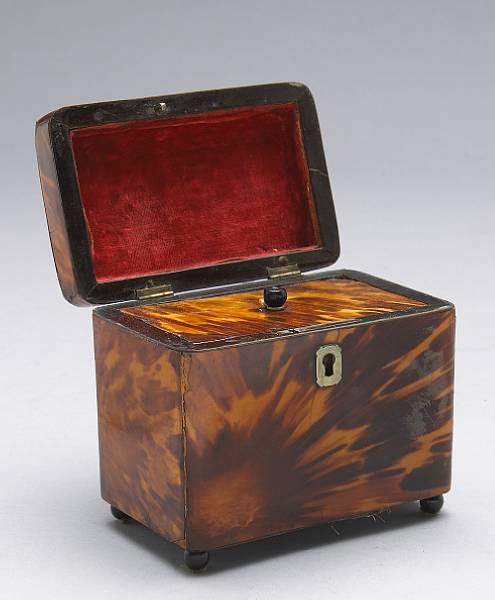 Appraisal: A Victorian tortoiseshell tea caddy second quarter th century Of