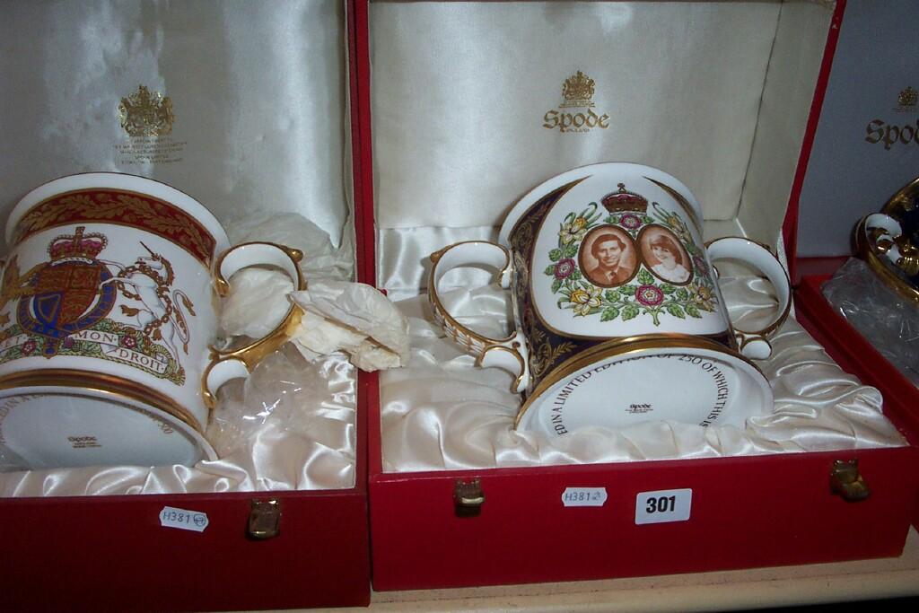 Appraisal: Two large limited edition Spode loving cups one commemorating the