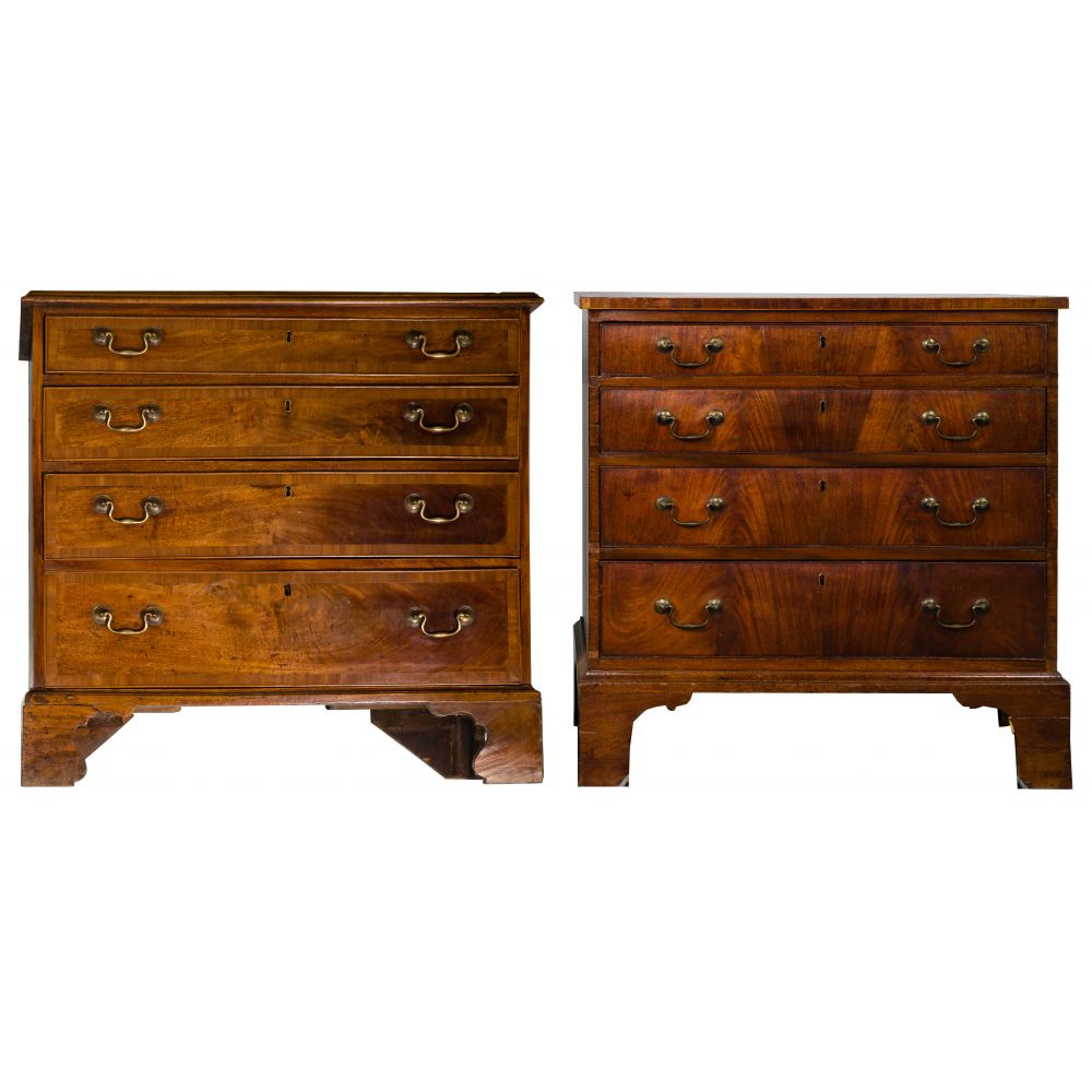 Appraisal: ENGLISH GEORGIAN STYLE WALNUT CHESTS OF DRAWERS items each having