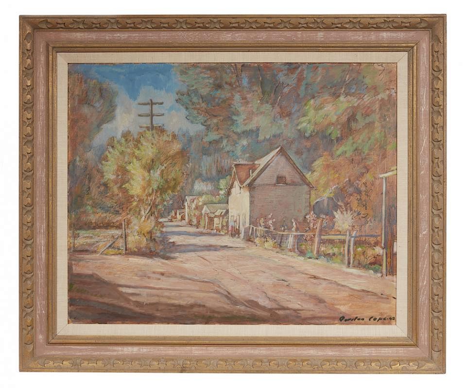 Appraisal: Gordon Cope - Painting Framed oil on board Western scene