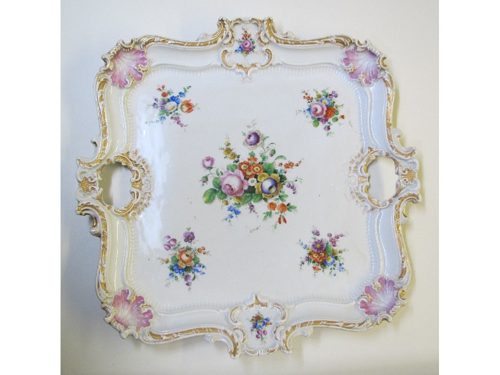 Appraisal: A Meissen style two handled tea tray painted with scattered