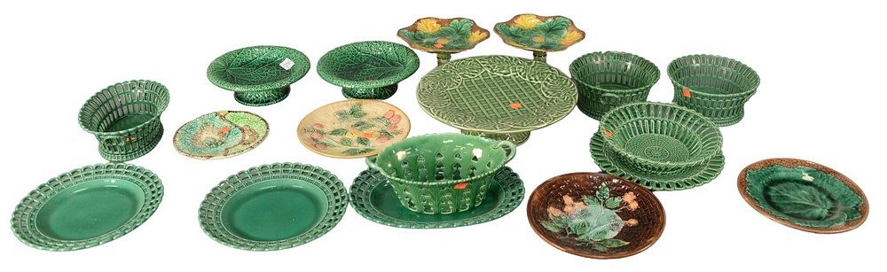 Appraisal: Large Lot of Majolica to include a pair of Wedgwood