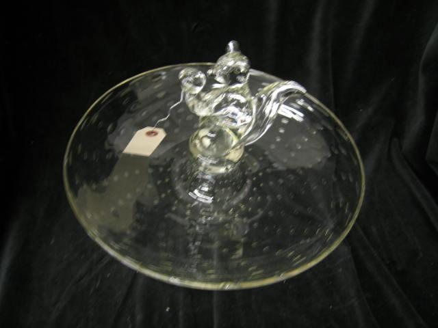 Appraisal: Art Glass Centerpiece Bowl figural squirrel center controlled bubble diameter