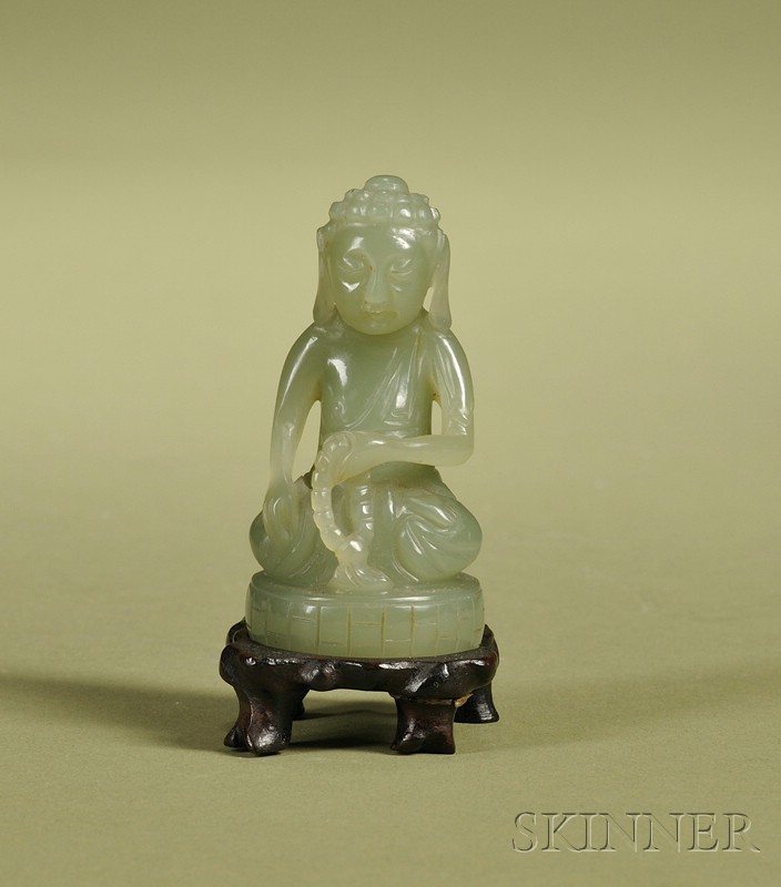 Appraisal: Chinese Export Carved Jade Figure of a Seated Buddha th