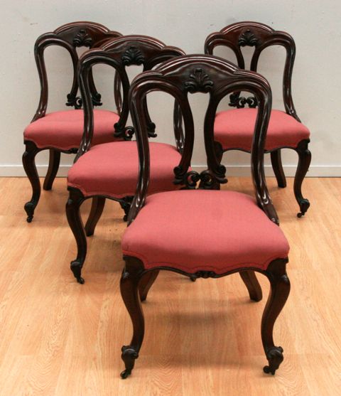 Appraisal: A set of eight Victorian mahogany salon chairs damage