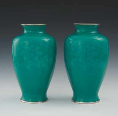 Appraisal: A Pair of Enameled Vases with Mark of Ando Studio