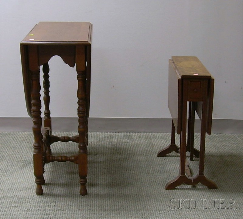 Appraisal: William Mary Style Walnut Drop-leaf Gate-leg Table and an Edwardian