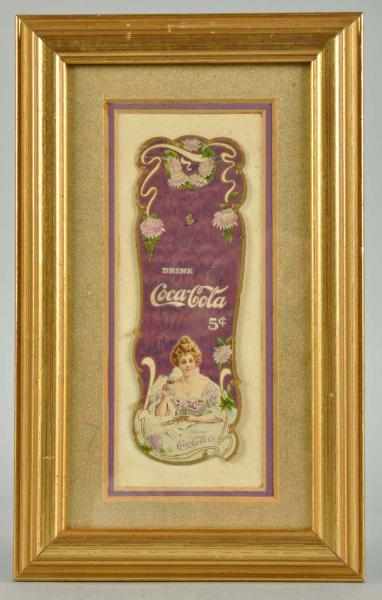 Appraisal: Embossed Cardboard Coca-Cola Bookmark Description Framed under glass Medium soiling